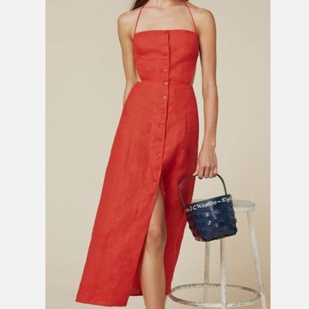 Reformation Manon Linen Midi Dress(sz 2)